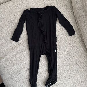Posh Peanut Black Ruffled Onesie